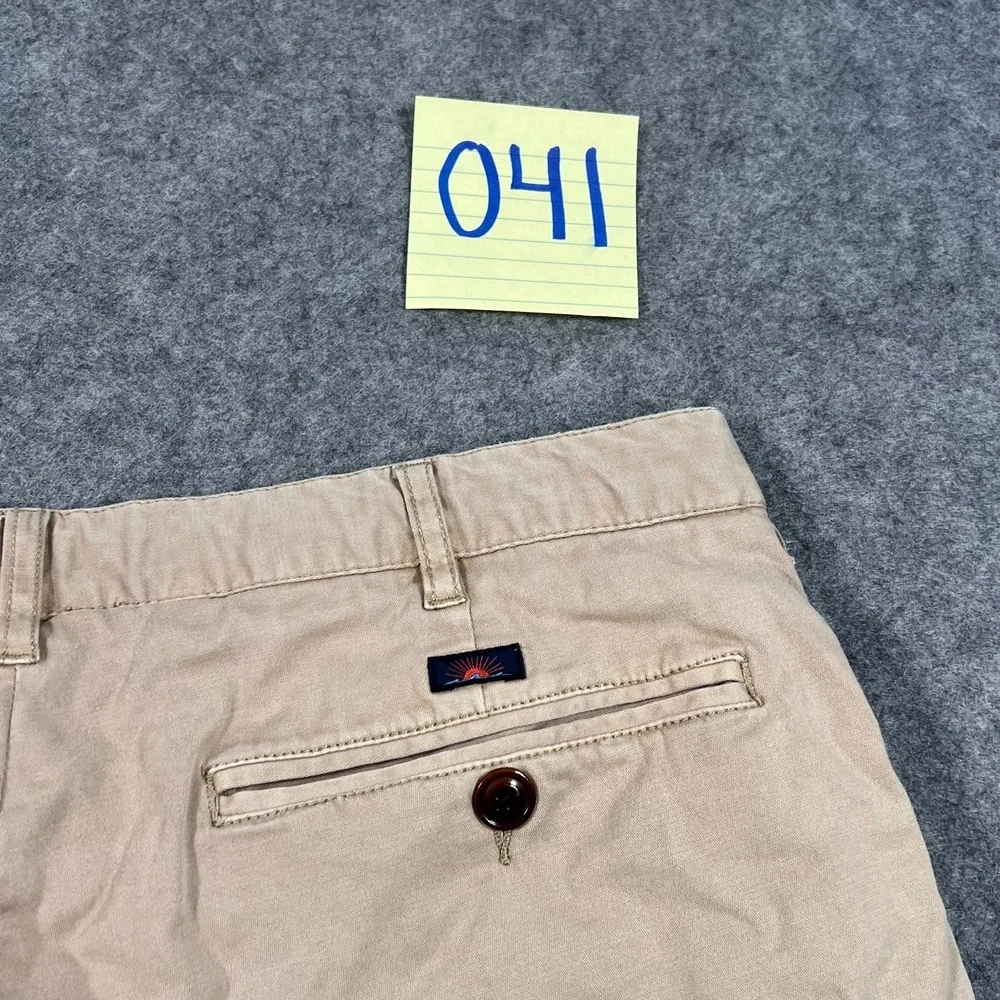 Faherty Brand Beige Khaki Flat Front Cotton Blend Chino Shorts Men's Size 33